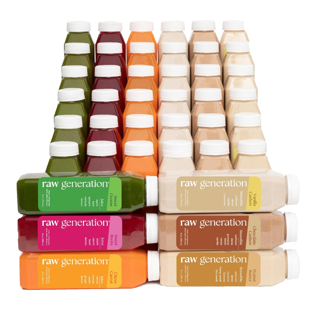 Raw Generation Protein Cleanse – 7-Day Juice & Smoothie Cleanse für Weight Loss, Lean Muscle, Red Bloating & Erhöhte Energie – 42 Flaschen unterstützen Workouts und setzen Ihre Ernährung