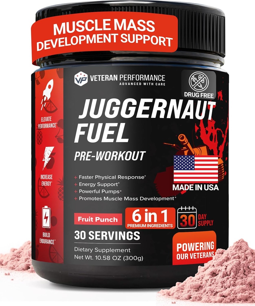 Juggernaut Fuel Preworkout. 30 Servierungen. Zuckerfrei, keine künstlichen Süßungsmittel, Kreatinfreie Formel mit Beta-Alanin für Energie und Hydration. Made in USA.