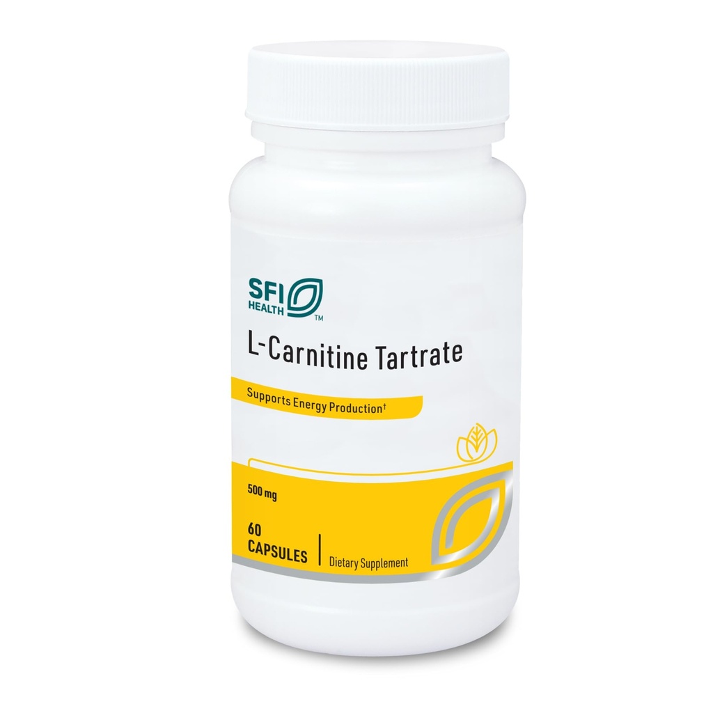 Klaire Labs SFI Health L-Carnitin Tartrate - 500 mg Aminosäure, stabilisiertes L-Carnitin - Kein synthetisches D-Carnitin (60 Kapseln)