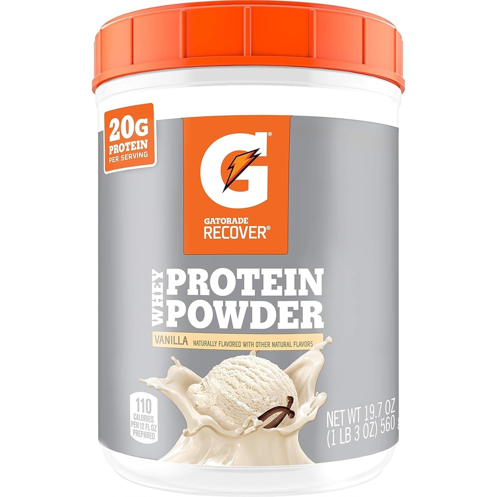 Gatorade Whey Protein Powder, 20 Portionen Per Canister, 20 g Protein Per Serving, Vanilla, 19.7 Oz