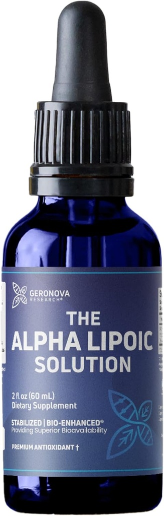Geronova Research The Alpha Lipoic Solution, 2 fl oz - 2 Month Supply - Stabilisierte bioverbesserte Alpha Lipoic Acid Liquid für höchste Bioverfügbarkeit - ALA Supplement mit schneller Absorption