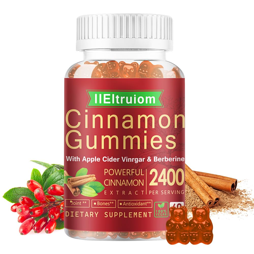 Ceylon Cinnamon Gummies, Ceylon Cinnamon 2400mg mit Berberine, Turmeric, Apfelessig, Bitter Melon, Chrom - 60 Zähler