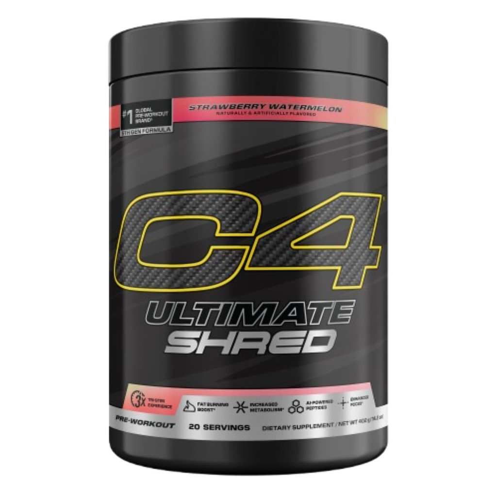Cellucor C4 Ultimate Shred Pre Workout Powder, Fat Burner für Männer & Frauen, Gewichtsverlust Ergänzung mit Ginger Root Extract, Erdbeerwassermelone, 20 Servierungen, 12.3 Unze (Pack von 1)