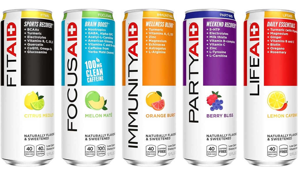FITAID Post Workout Recovery Drink, Erdbeer-Lemonade, BCAAs, Glucosamin, Elektrolyte, All In One Can, Paleo, Vegan & Gluten-Free, 40 Kalorien, 12 Fl Oz (Pack von 24)
