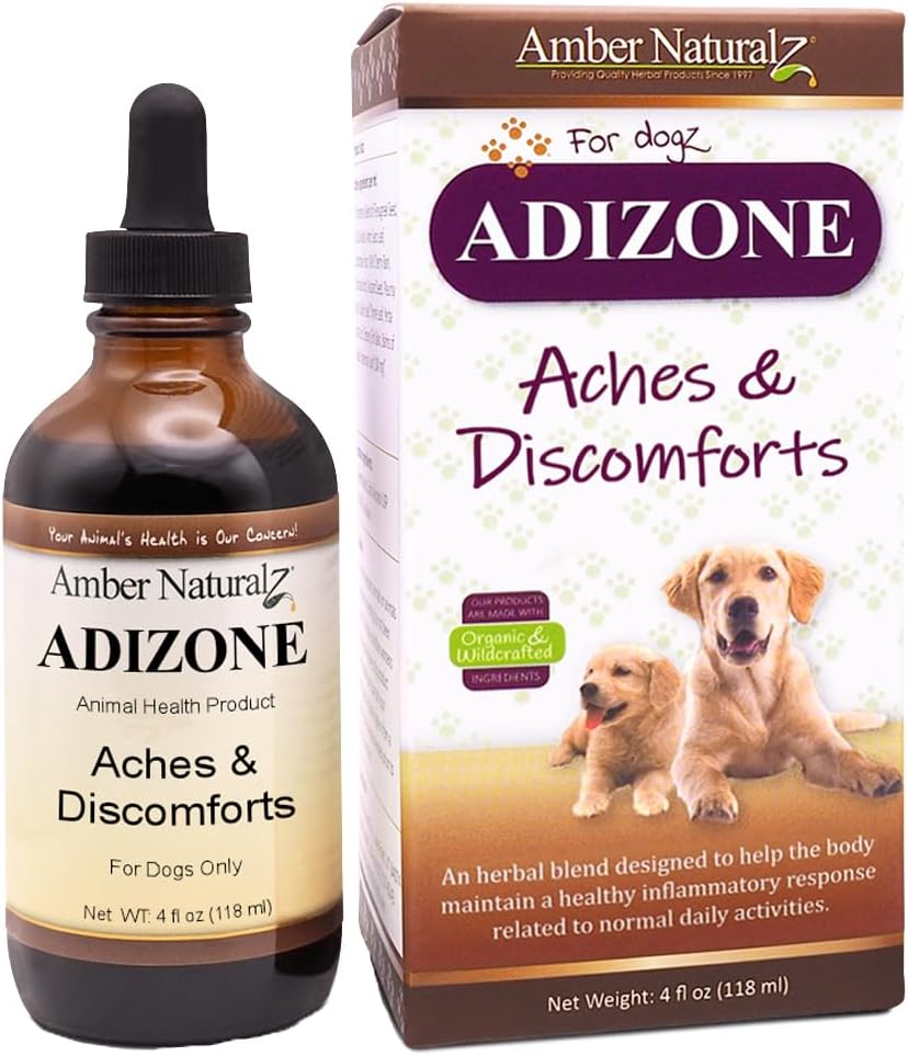 Amber NaturalZ Adizone Kräuter-Ergänzung für Hunde | Unterstützt gesunde Entzündungsreaktion, okziale Störungen und gemeinsame Funktion | Natürliche Hilfe für aktive und Alternde Canines
