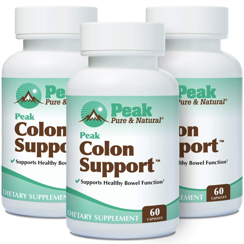 Peak Pure & Natural Colon Support - Colon Cleanse und Detox Ergänzung für Verdauungsgesundheit - Gut Health Support mit Inulin und Senna Blattextrakten - mit Fiber, Präbiotika und Probiotika - 3 Pack