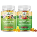 Bundle of Kids Gummies - DHA Fettsäuren Omega 3 6 9 für Gehirn, Immunstärke & Vision und Multivitamin für Immununterstützung mit Vitaminen A, C, D3, E, B6 & B12, Zink & Jod