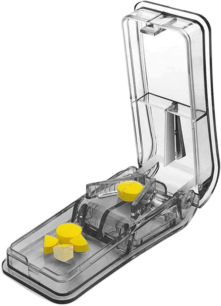 Pillenschneider für kleine oder große Pillen. Die beste Multiple Pille Splitter Ever! Design in den USA. Doppelt als Pille Box. Nicht geeignet für Tiny Pills. Schlüsselanhänger Pillenhalter als Bonus. (Gray)