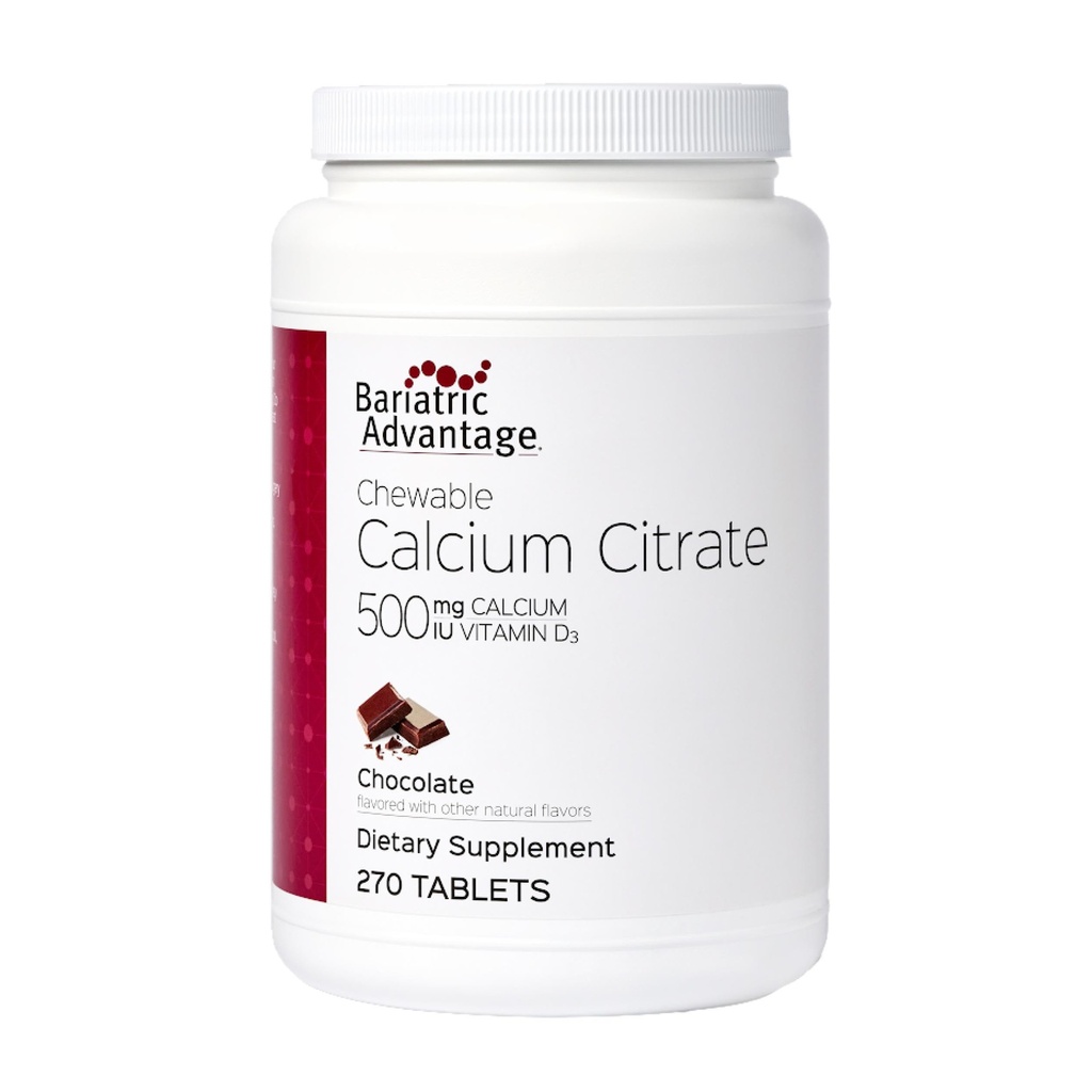 Bariatric Advantage Calcium Citrate Kaubare 500 mg - für Bariatric Surgery Patienten - High-Potency, Easy-Digest Tablets - Calcium Citrat - Knochenstärke Supplements* - 270 Count - Schokolade
