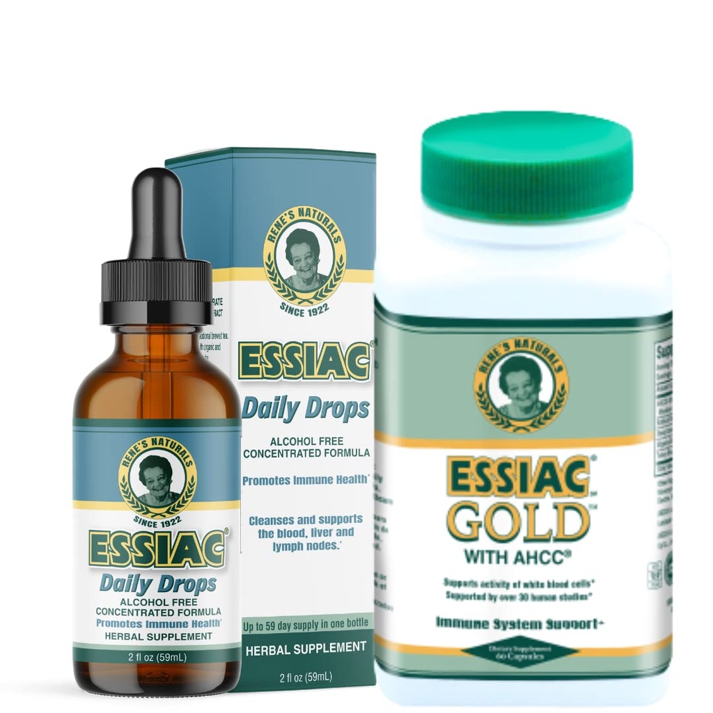 Essiac Power Bundle Tea Daily Drops Gold w/AHCC Pilzextrakt! | Boost Immunsystem