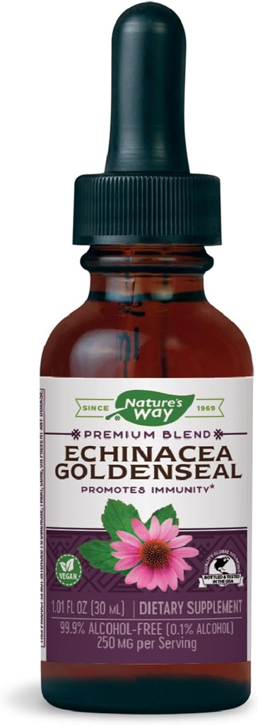 Nature's Way Premium Formel Echinacea-Goldenseal, 250 mg pro Portion, 99,9% Alkoholfrei, 1.01 Oz.