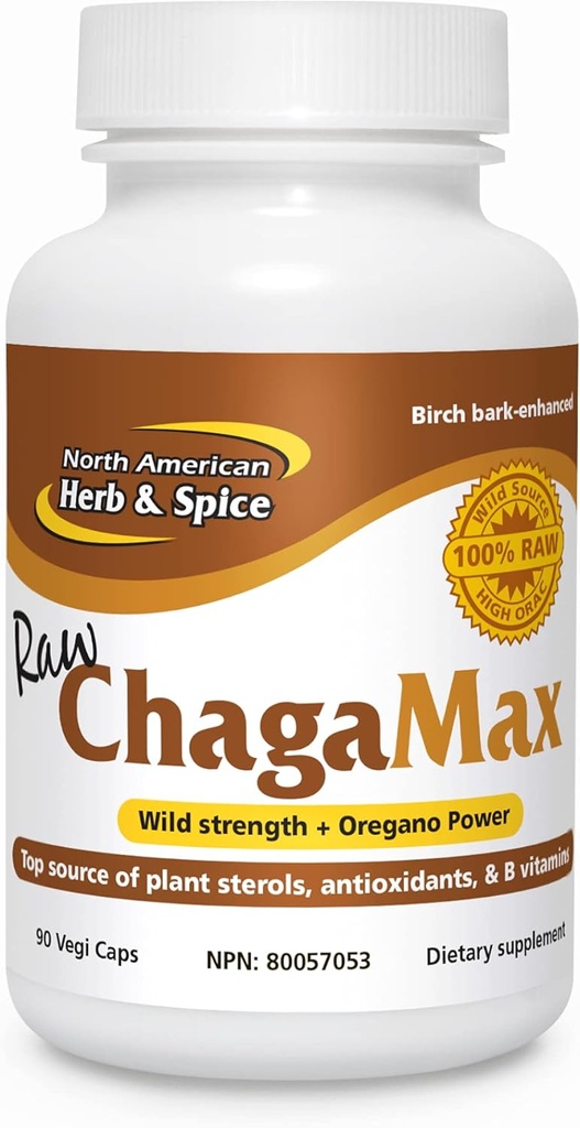 North American Herb & Spice ChagaMax - 90 Kapseln - Adaptogen, Adrenal Support, Endurance & Stamina - Chaga Wild Mushroom Supplement, Ganze Nahrung Kräuter - Non-GMO - 90 gesamte Portionen