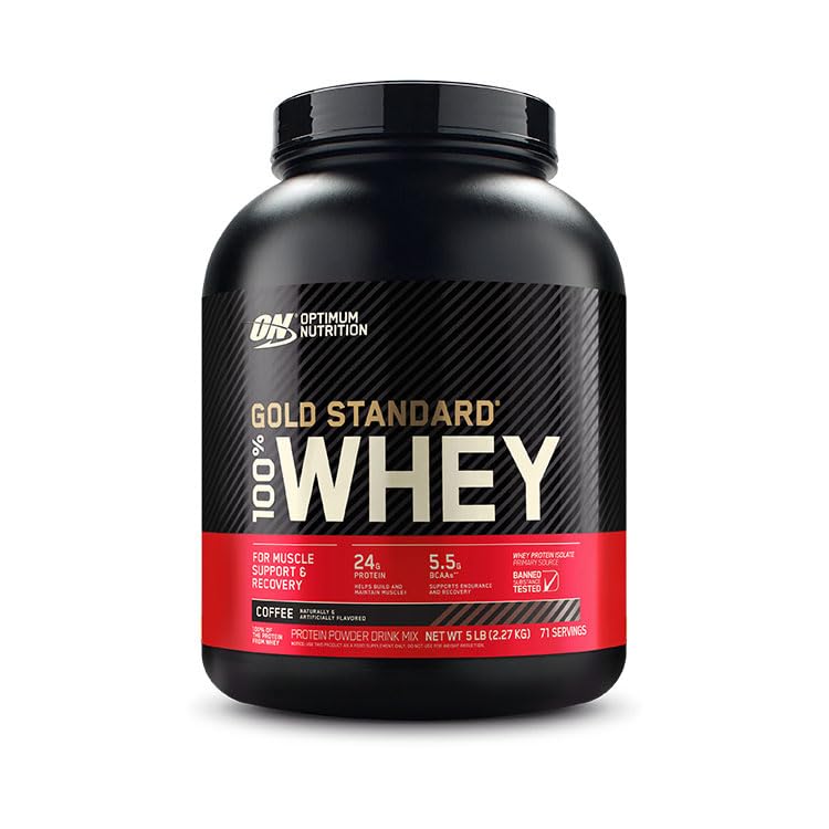 OPTIMUM NUTRITION GOLD STANDARD 100% Whey Protein Pulver, Kaffee, 5 Pfund
