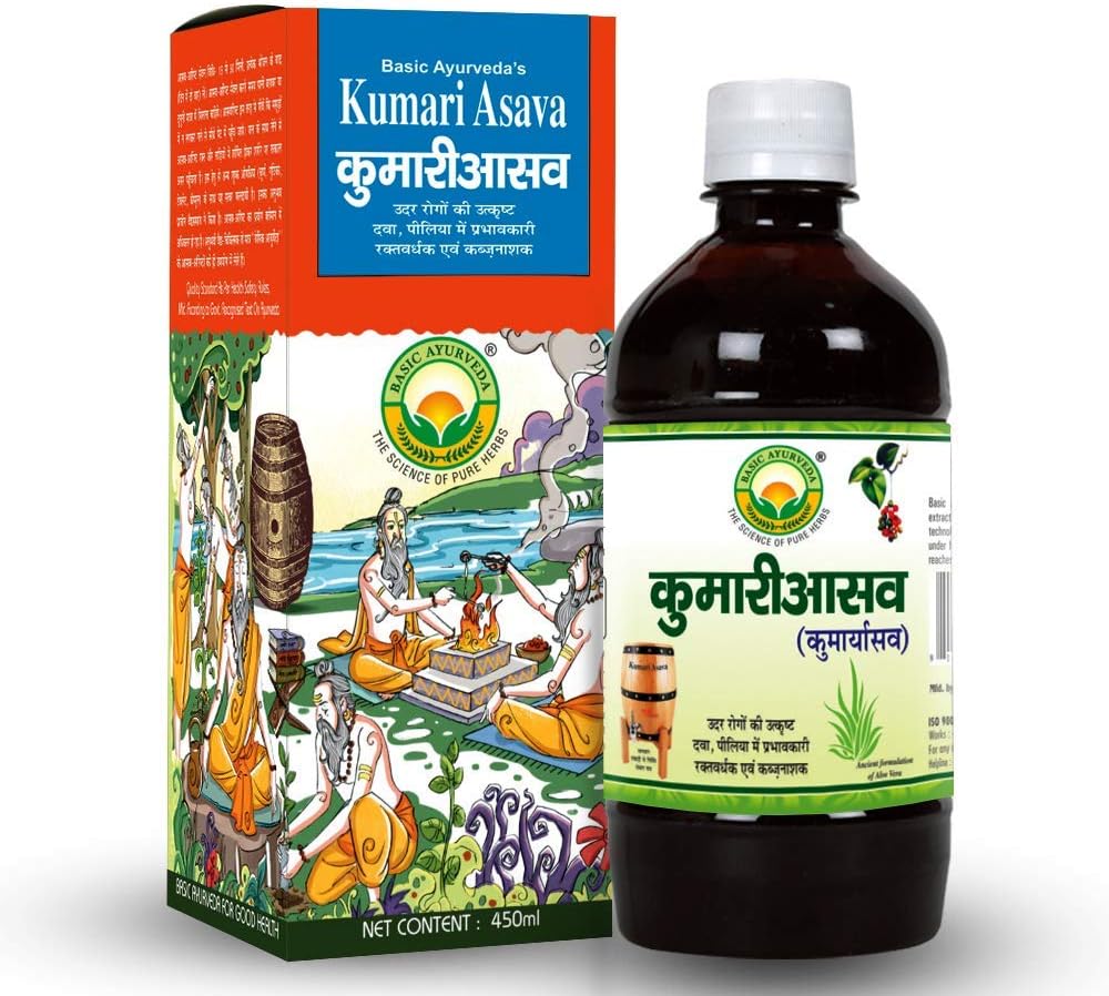 iqra Basic Ayurveda Kumari Asava | 450ml | Effektiv bei Leberproblemen & Verbessern Verdauung | Verbessern Appetit | Glättet Aufnahme | Hilfreich in Piles | Nützlich in Stomach