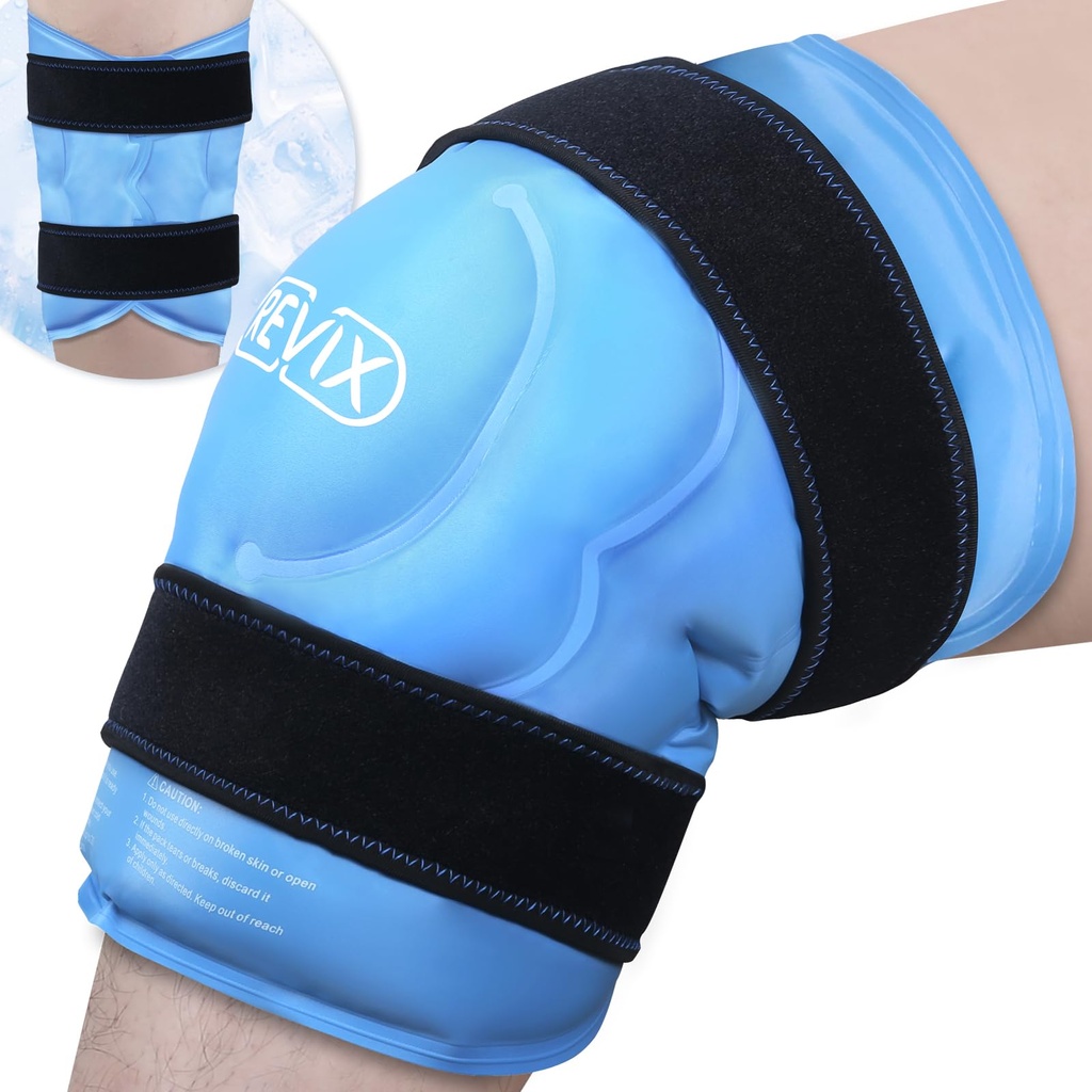 REVIX 20’’ XXXL Knee Ice Pack Wrap rund um ganze Knie, extra großes Eispaket für Leg Discomfort Reducing, Cold Compress Therapy, Wiederverwendbare Eis Wraps für Rücken, Schulter Erholung, Post-Workout Erholung