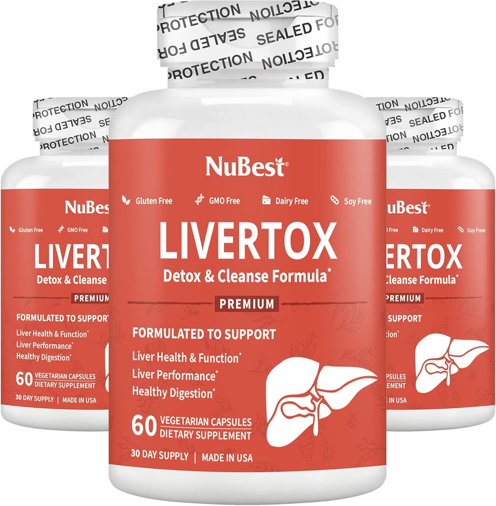 NuBest LiverTox - Premium Liver Health Formula - Liver Cleanse, Detox & Repair - mit Milchdistel, Choline, Beet, Turmeric, Artichoke & Dandelion - 3 Pack | 3 Monate Versorgung