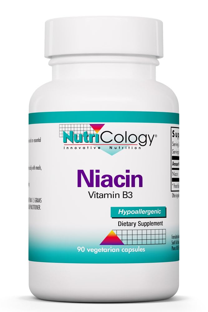 Nutricology Niacin Supplement - Vitamin B3 für Männer und Frauen, Niacin mit Flock, Nicotinsäure, NAD, 250mg Vegetarische Kapseln - 90 Zähler