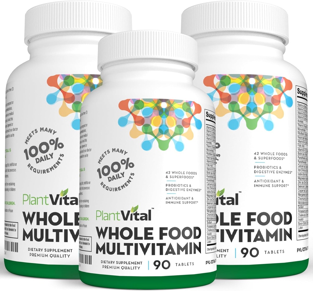 Plantvitale Ganze Lebensmittel Multivitamine mit 42 Superfoods Raw Veggies und Früchte Vitamine Erde Energie Früchte und Gemüse ergänzen reine Obst- und Gemüsezusätze - 270 Tabletten
