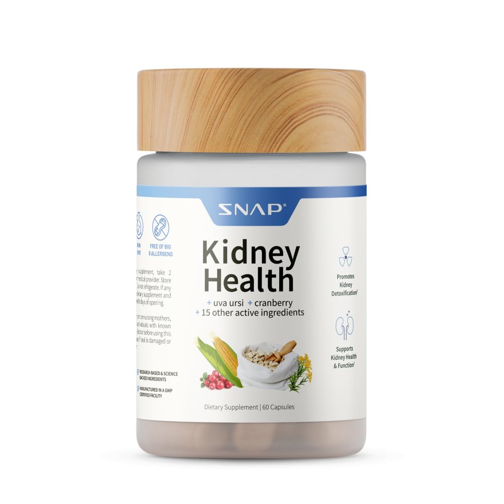 Snap Supplements Kidney Health Support Supplement - Kidney and Urinary Tract Health Support for Women and Men, 60 Vegetarian Capsules (30 Servings, 1 Month Supply)