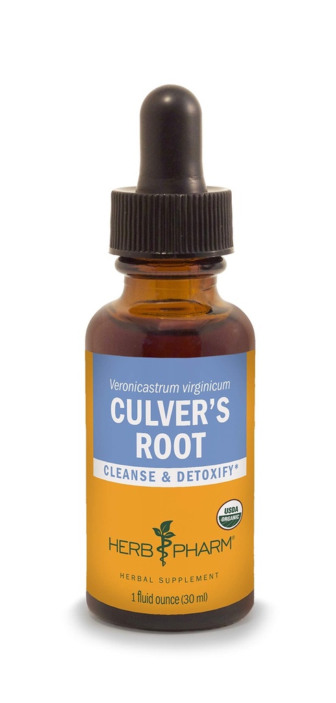 Herb Pharm Certified Organic Culver's Root Liquid Extract for Cleansing and Detoxification - 1 Unze