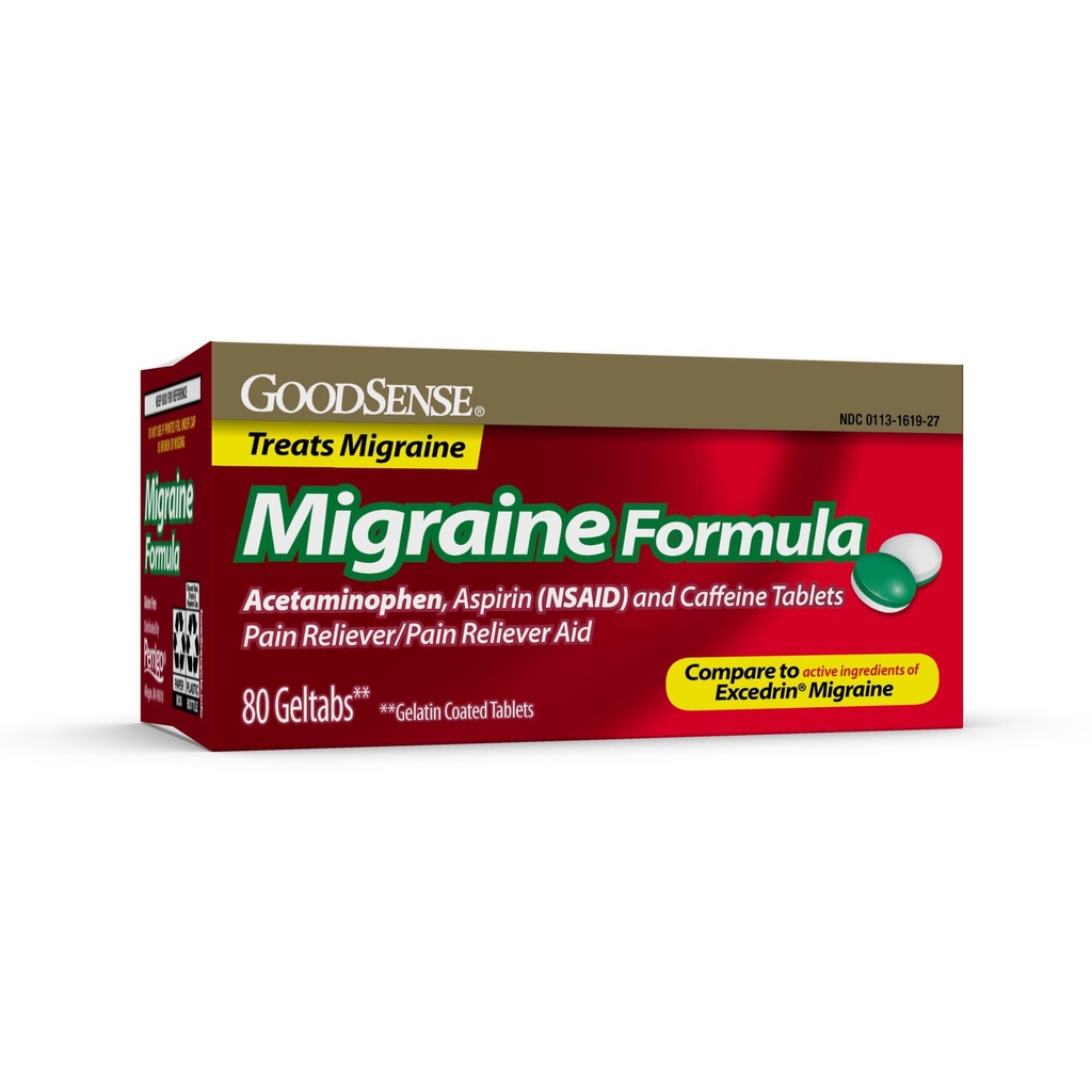 GoodSense Migraine Relief Geltabs, Acetaminophen, Aspirin (NSAID) und Koffein, 80 Count