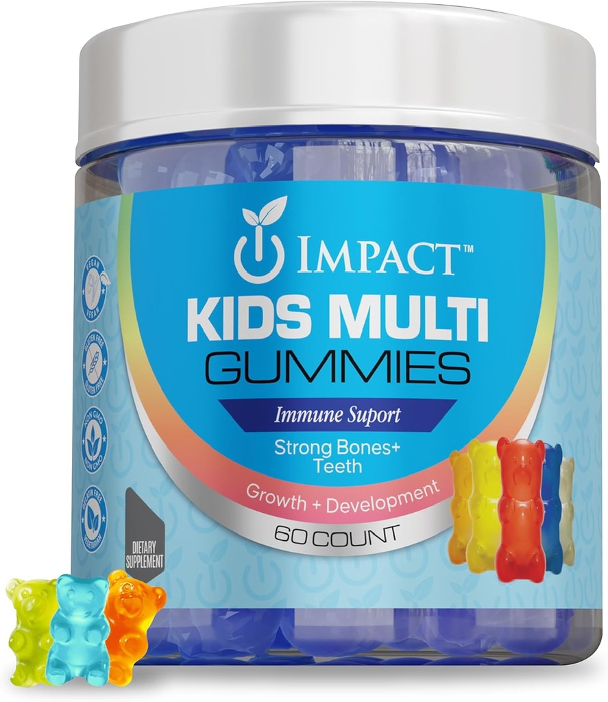 Impact Kids Multi Gummies - 60 Count Sugar Free Powerful Blend of Vitamins & Nährstoffe, Non-GMO, Vegan & Health Well-Being Kids Multivitamin