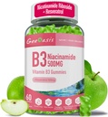 Niacinamid 500mg Gummie, Kaubares Vitamin B3 Beilage mit Resveratrol 500mg, Hohe Potenz Niacin für Antioxidans, Haut und Gehirn Gesundheit, Immununterstützung, Vegan Apple Flavor, 60 Count