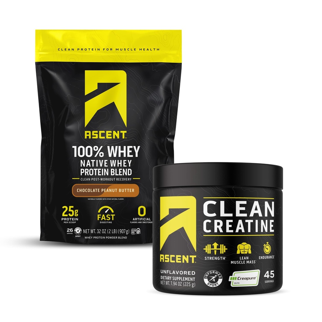 100% Whey Protein Pulver, Schokolade Peanut Butter 2 lb & Kreatin Monohydrat Pulver, Unflavored 45 Servierungen