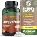 EarthNutri Energy + Focus Supplement - Energy Boost & Memory Enhancer mit PeakO2, AlphaSize, Cognizin, PurCaf, Theacrine, Acetyl L-Carnitin und L-Tyrosin - 3 Kapseln pro Servieren