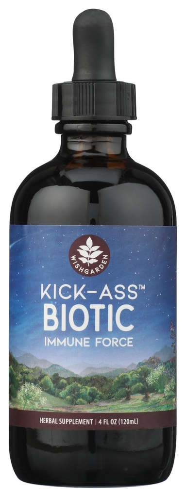 WishGarden Kräuter Kick-Ass Biotic Immune Hero - Pflanzenbasierte Kräuter Biotic Formel mit Usnea Lichen, Hopfen, Echinacea & Goldenseal, Unterstützt gesunde Immun, Respiratory & Lymph System Funktion, 4oz