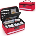 Damero Locking Pill Bottle Organizer mit Innere Dividers, Medizin Aufbewahrung und Organizer Tasche Kombinationsschloss für Medizin, Vitamine und medizinische Versorgung, Rot