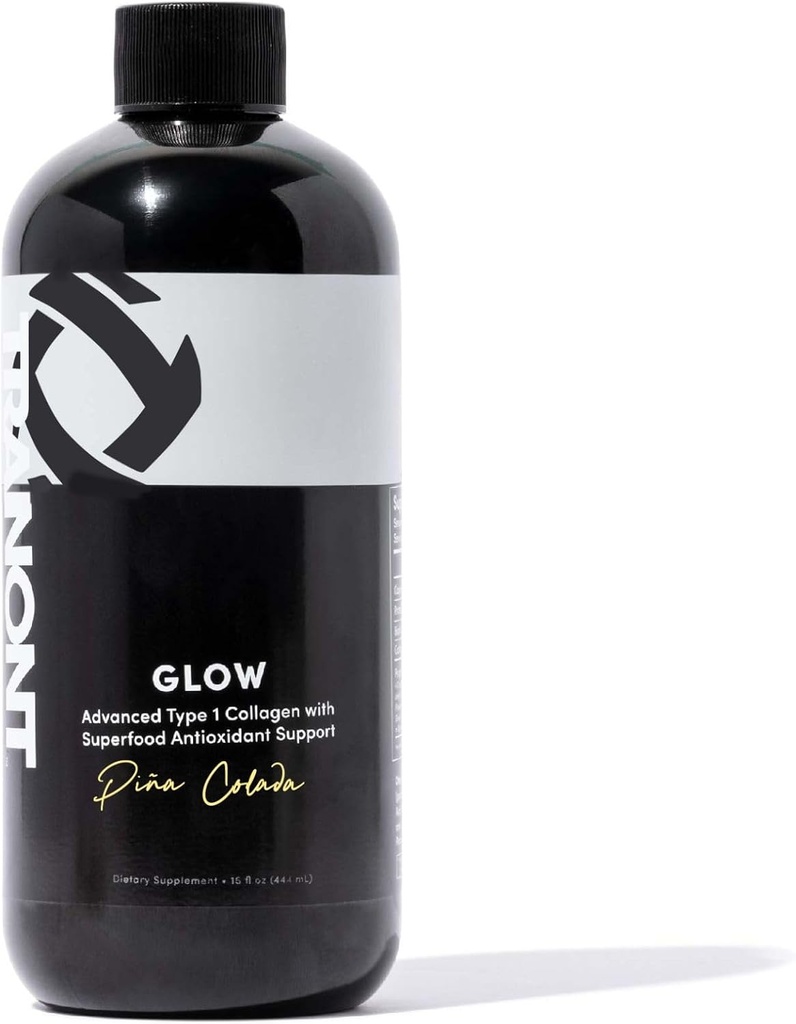Tranont Glow | Piña Colada | Typ 1 Kollagen mit Superfood Antioxidant-Unterstützung | für Haar, Haut, Nägel & Gelenke | Flüssiges Kollagen mit Hyaluronsäure & Peptide | 15 Fl Oz