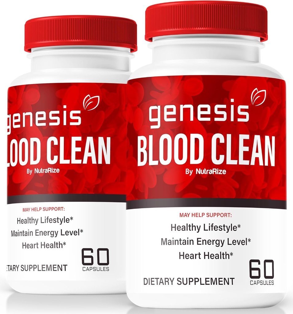 (2 Pack) Genesis Blood Clean Capsules - Offizielle Formel zur Unterstützung von Detox & Cleanse, natürliche Unterstützung für Wohlbefinden, Premium Genesis Health Blood Clean Pills, GenesisBloodClean Pastillas (120 Kapseln)