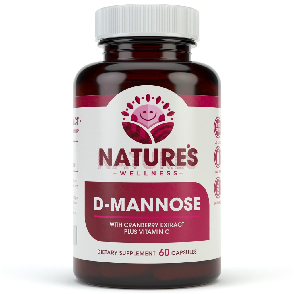 D MANNOSE mit Cranberry Extract & Vitamin C - Urinary Tract UT Cleanse & Bladder Health - Schützt gegen Urinary Tract Infections UTI - Natural Healthy Flush & Detox Impurities | 60 Veg Capsule