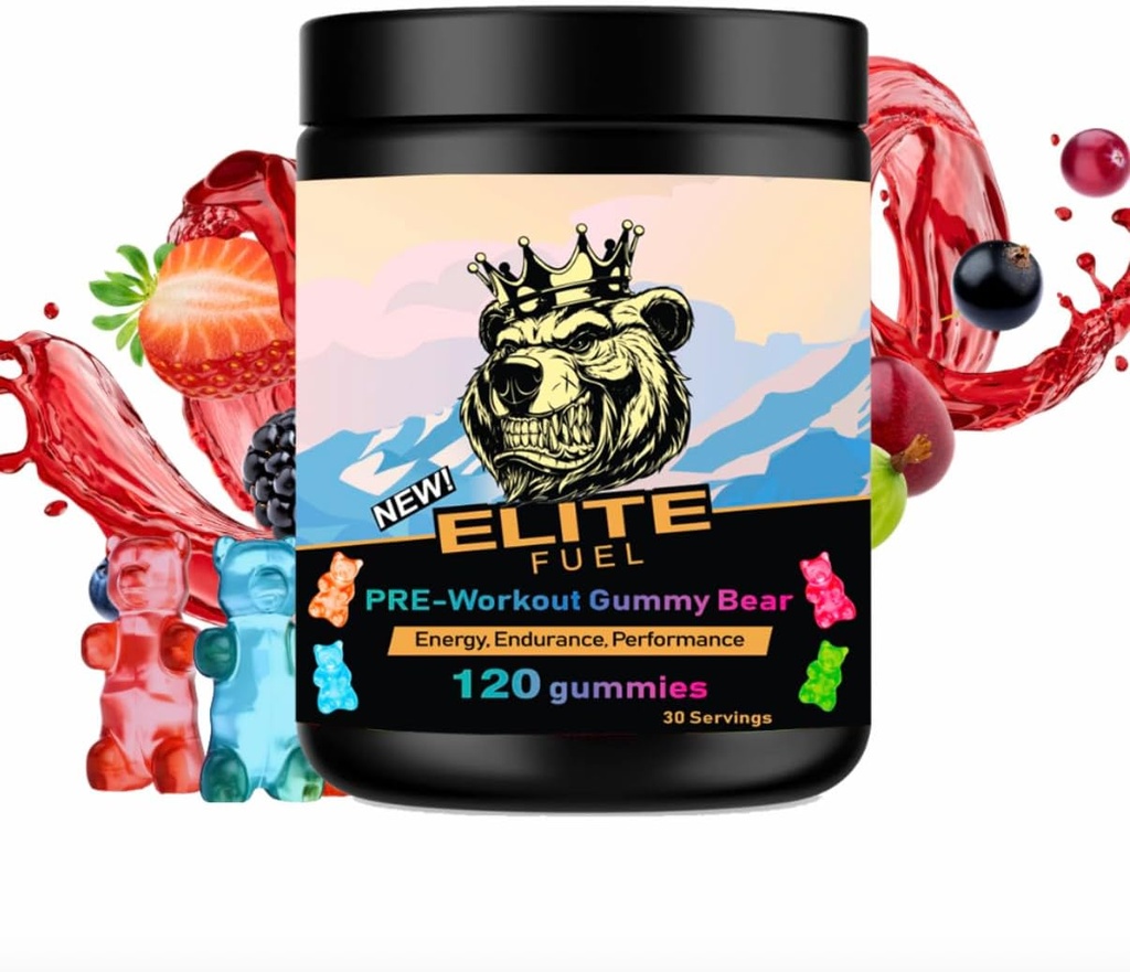 Pre Workout Gummies Elite Fuel - Endless Energy, Instant Strength Gain, Intensivpumpe, Enhanced Energy Output und verbesserte Athletic Performance, Endurance Performance