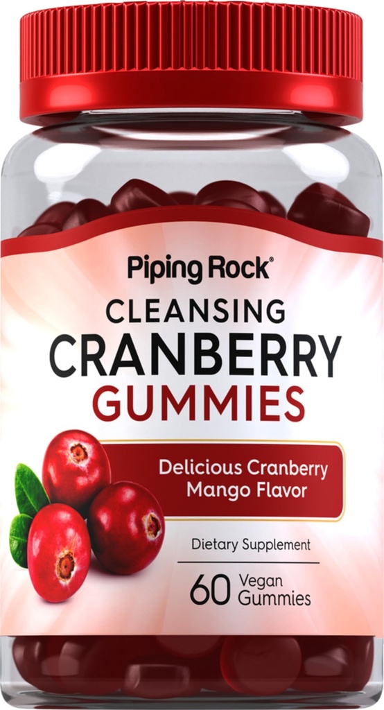 Piping Rock Cranberry Gummies | 60 Count | Reinigungsergänzung für Damen und Herren | Cranberry Mango Flavor | Vegan, Non-GMO, Glutenfrei