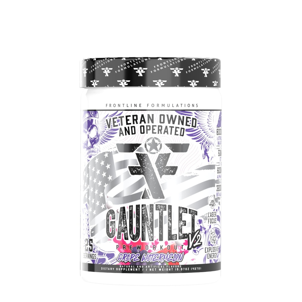 Gauntlet Pre-Workout Powder, Explosive Workouts, Laser Focus, Mid Stim, Erstaunliche Flavor, Veteran Eigentümer und betrieben (25 Servierungen, Traubenwassermelone)