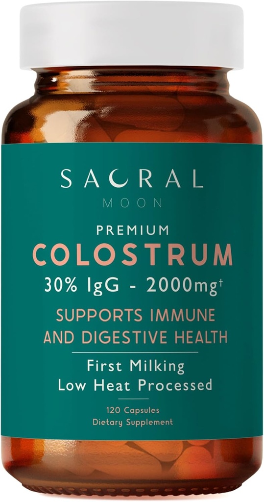 Colostrum, 30% IgG - Erstes Melken - Low Heat Processed - 2000mg - Non GMO - Immune, Gut, Digestive, GI Tract Support - Haut, Haar, Schönheit - Bovine Colostrum May Assist mit Klarheit & Wohlbefinden