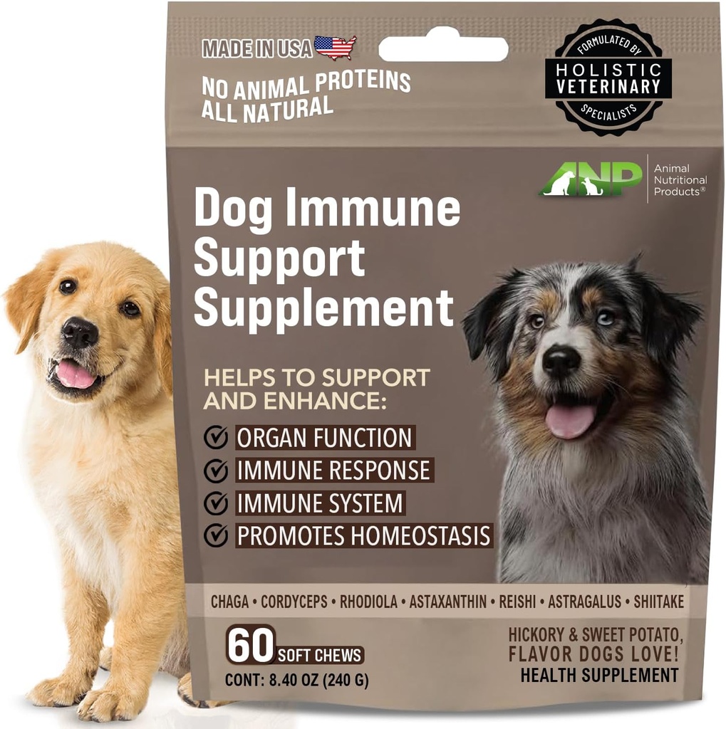ANP Enhance Your Dog's Health with Mushroom Immune Supplement Boosting Dog Chews - No Animal Protein Formula - Vitalität, Langlebigkeit und Gut Health - Potent Reishi, Chaga und Shiitake Pilze