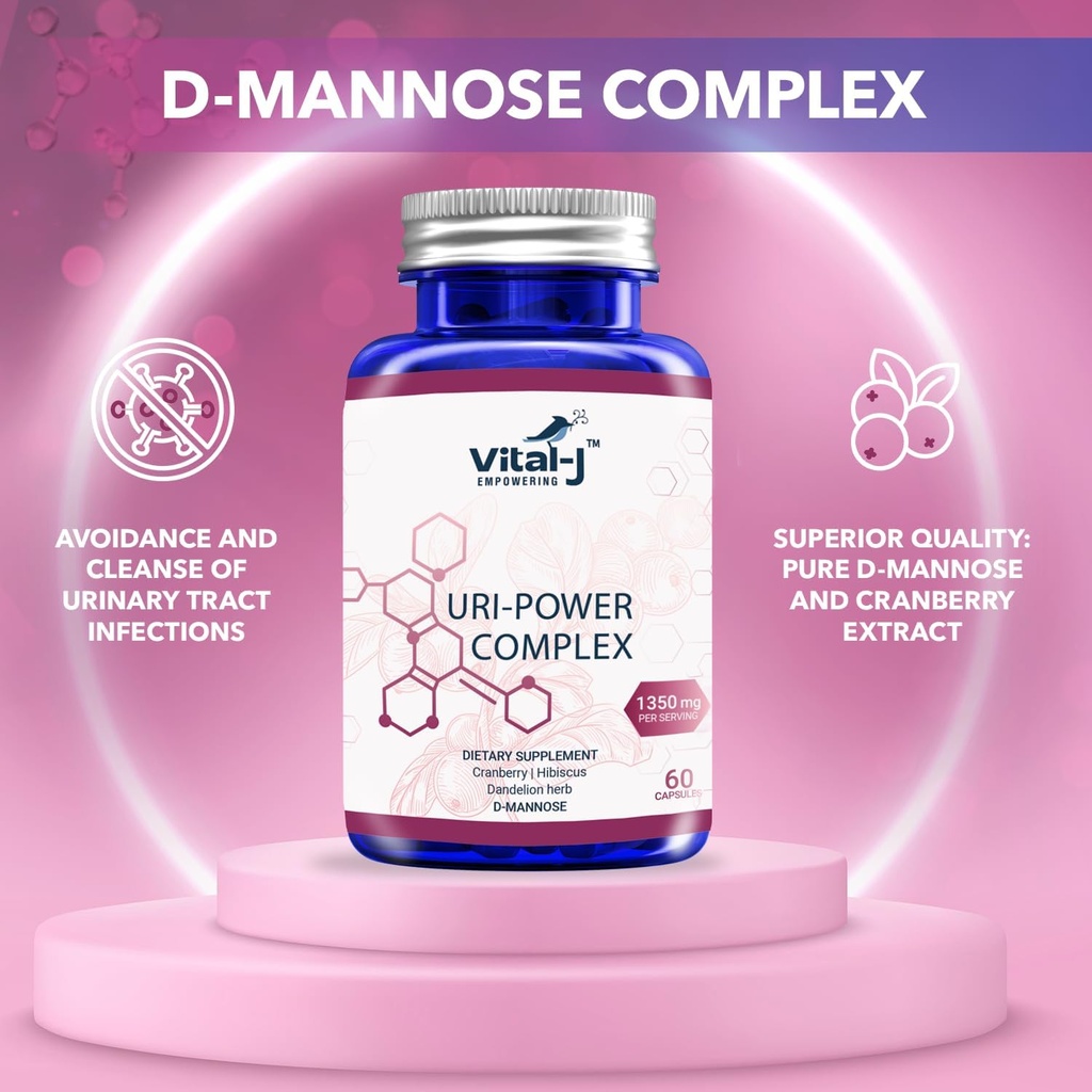 4-IN-1 URI POWER COMPLEX 1350mg - 60 Tage - D Mannose, Cranberry, Hibiscus und Dandelion Herb - Reinigen Sie die Blase und Urinary Tract – Spezialisierter Ansatz für UTI Vermeiden Pack von 2
