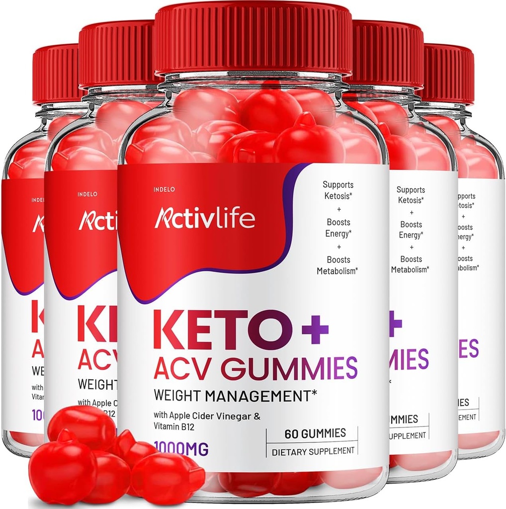 ActivLife Keto ACV Gummies - Active Life Keto Apple Cider Vinegar Gummies, ActivLife Keto + ACV Weight Management Gummies ActiveLife Advanced 1000mg Formula (5 Pack - 300 Gummies)