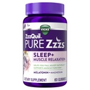 ZzzQuil Pure Zzzs Muskelentspannung Melatonin Schlafhilfe Gummis, unterstützt die Muskelfunktion, hilft Ihnen, natürlich einzuschlafen, schnell, Melatonin + Magnesium, kein Next-Day Grogginess, Drug-Free, 60ct