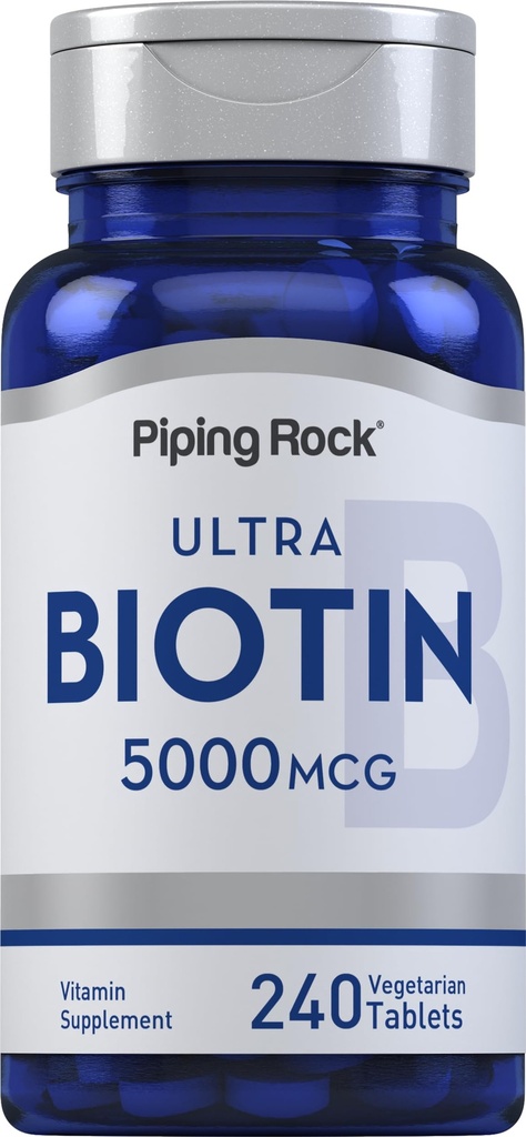 Piping Rock Biotin 5000mcg | 240 Tabletten | Beauty Vitamin Supplement | Vegetarisch, Non-GMO, Glutenfrei