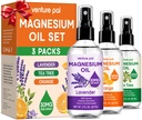 Venture Pal 3-Pack Topical Magnesium Öl Spray Set für Füße – Ideales Geschenk für Entspannung, besserer Schlaf, Muskelentlastung für Beine & Gelenke, Gesundes Haar & Haut. Schnelle Absorption, nicht fettig