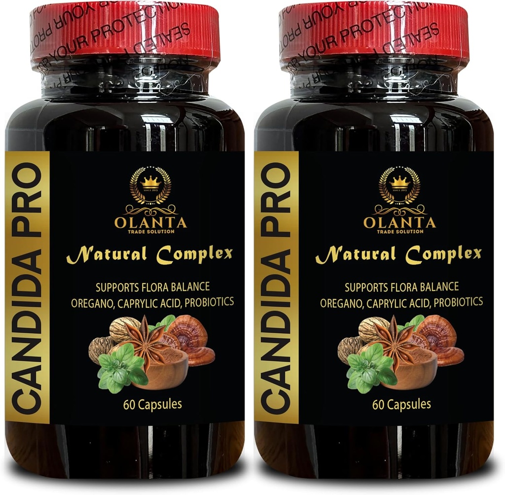 Candida Support Complex - Fresh White Oregano Leaf, Anise Seeds Supplement, Intestinal Flora Balance, Candida Cleanse Support, Digestive and Gut Health - 2 Flaschen 120 Kapseln