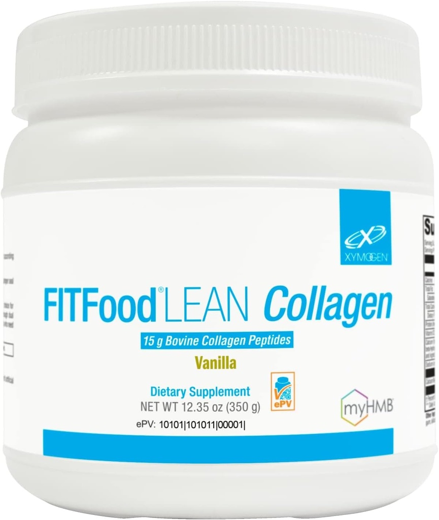 XYMOGEN FIT Food Collagen - Bovine Collagen Peptides Pulver mit HMB + Vitamin D3-15g Protein zur Unterstützung von Gelenken & Muskelrückgewinnung - Vanille Flavor (12,35 oz)