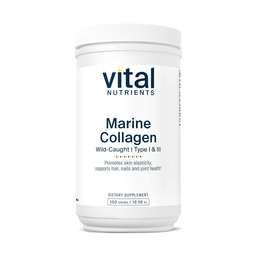 Vital Nährstoffe Marine Collagen Pulver Unflavored | Haare, Haut, Nägel, & Joint Support* Typ I & III Collagen Powder Supplement von Wild-Caught Fish | Gluten, Dairy, Soy Free | 300 Gramm