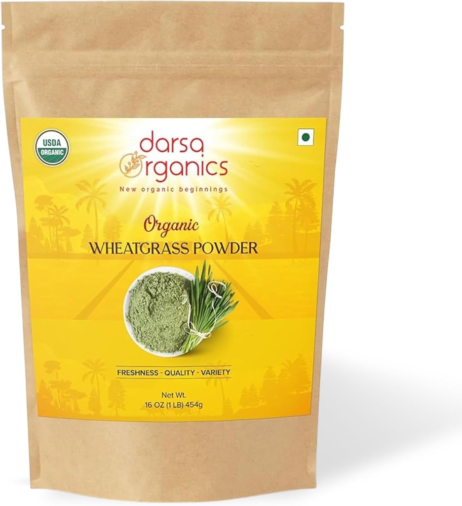 Wheatgrass Powder 1 lb - Premium Grade USDA Organic Certified Wheat Grass, Rich in Fiber & Vitamins, unterstützt Energie, Verdauung & Immunität, Non-GMO, Vegan, Gluten-Free, Kosher