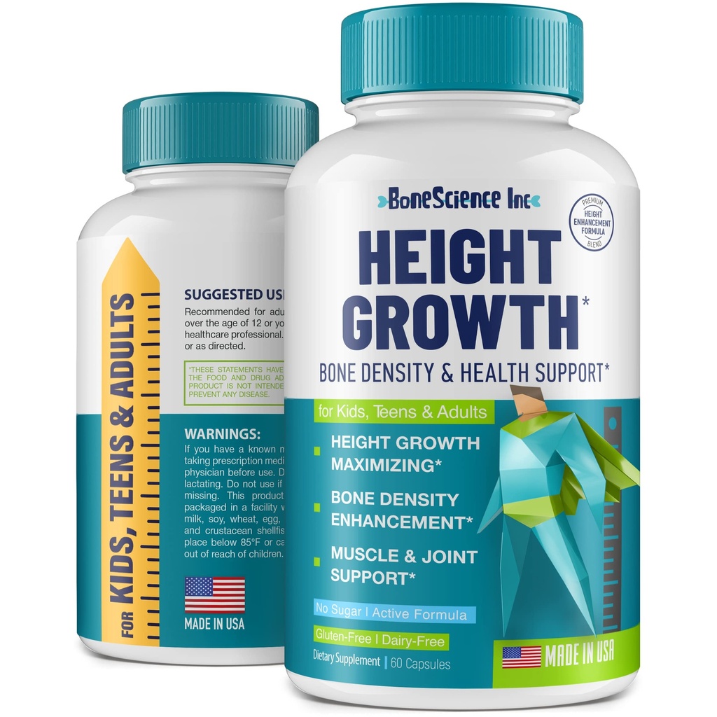 Height Growth Maximizer - Made in USA - Natural Height Steiger Booster & Bone Growth Pills - Grow Taller Supplement für Erwachsene, Jugendliche & Kinder - Vitamine für Jungen & Mädchen, um größer zu werden