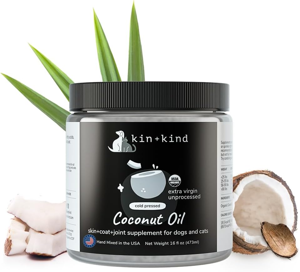 Organic Coconut Oil Pet Supplement für Hunde & Katzen - Natürliche Haut und Mantel Unterstützung mit kaltem Pressed Extra Virgin Coconut Oil - Itchy Skin & Dry Cracked Noses - Made in USA - 16 fl oz (Large)